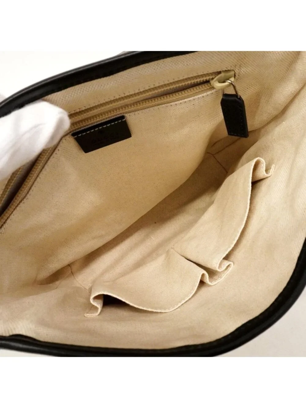 Gucci Shoulder Bag Diamante Beige Black Silver